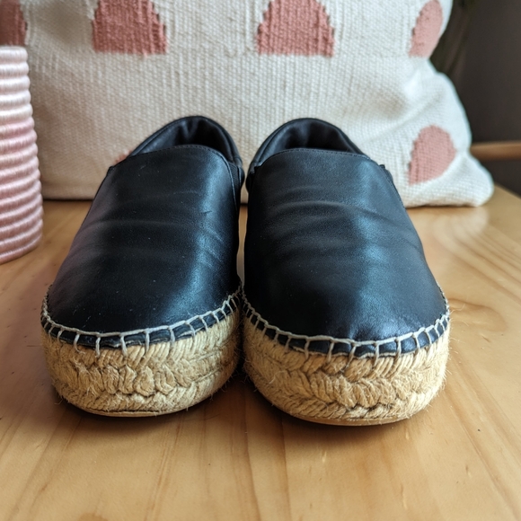 Marc Fisher Ltd Black Leather Moirane Espadrille Slip-ons - Picture 5 of 10